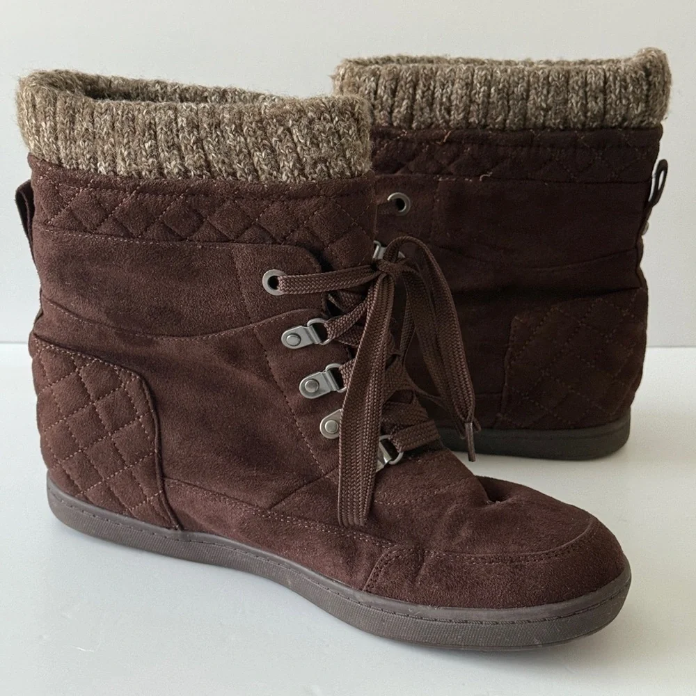 G by GUESS Women's Brown Lace Up Ankle Boots Size 10M